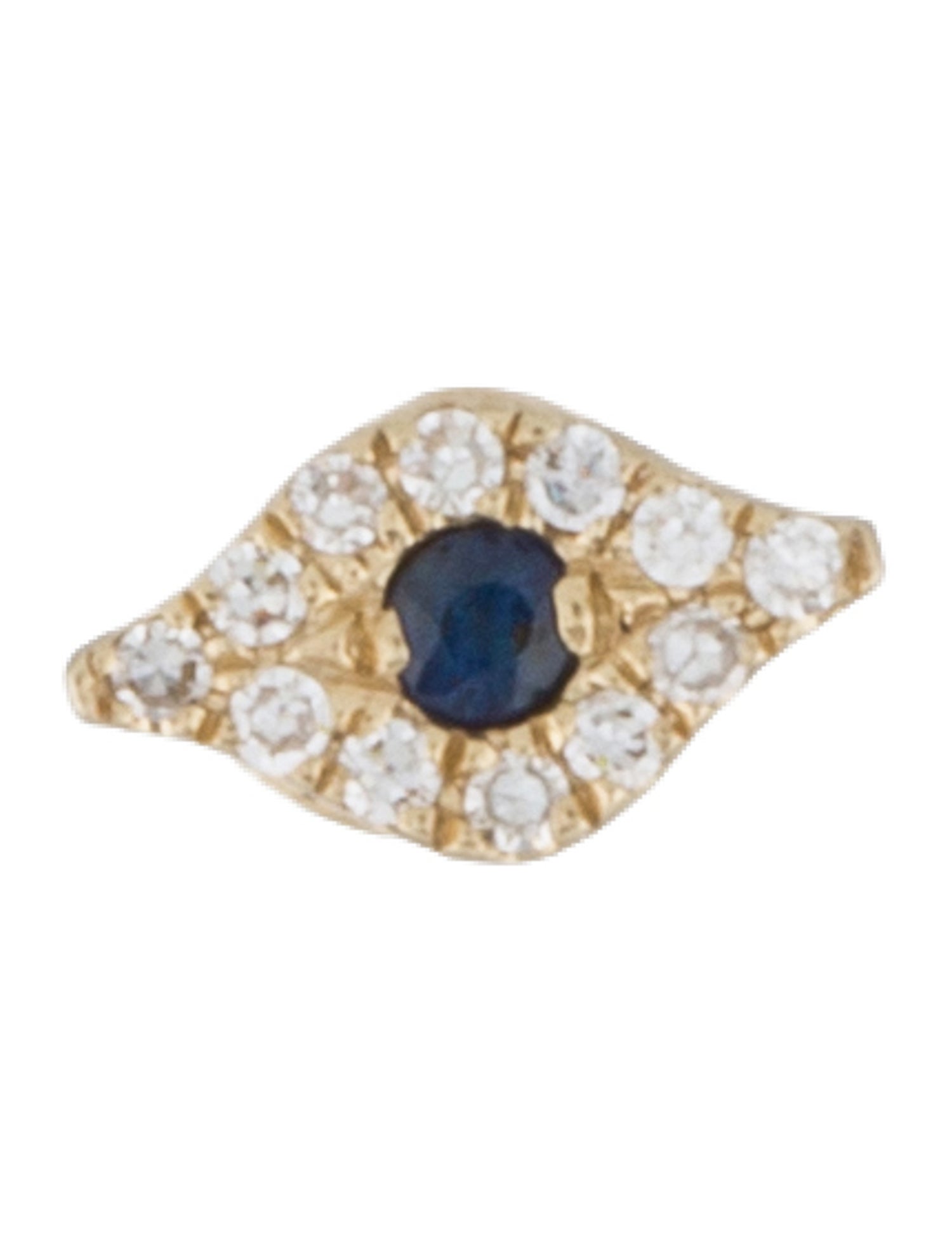 EF Collection 14K Diamond Mini Evil Eye Stud Earring
