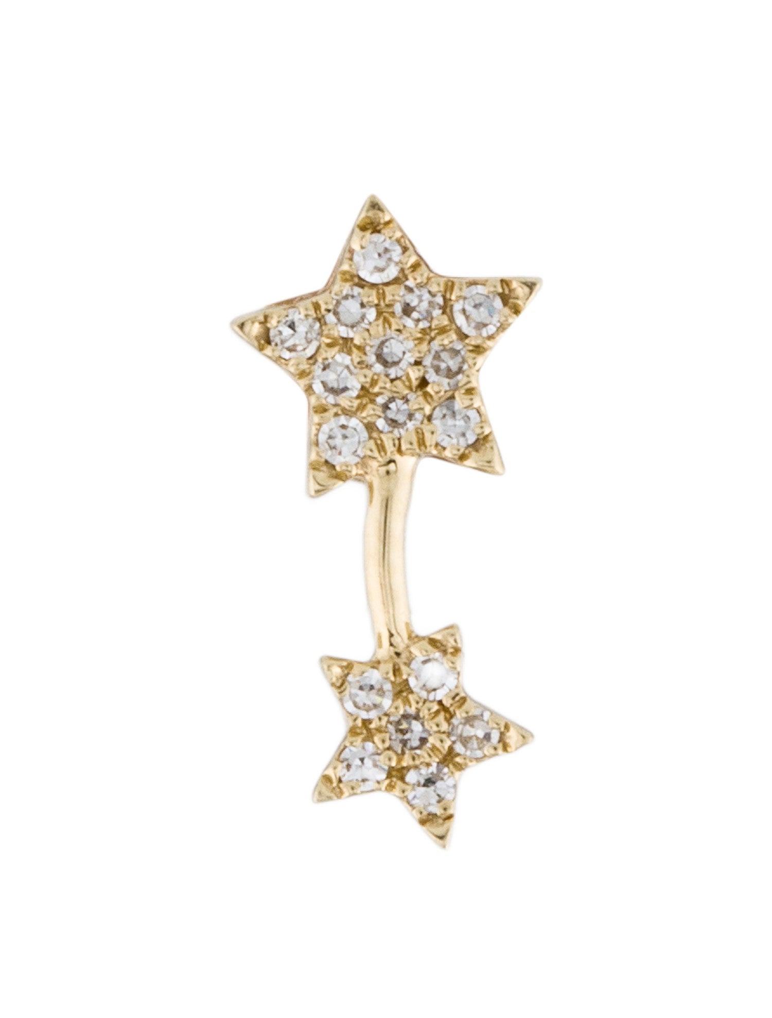 EF Collection 14K Diamond Double Star Single Stud Earring