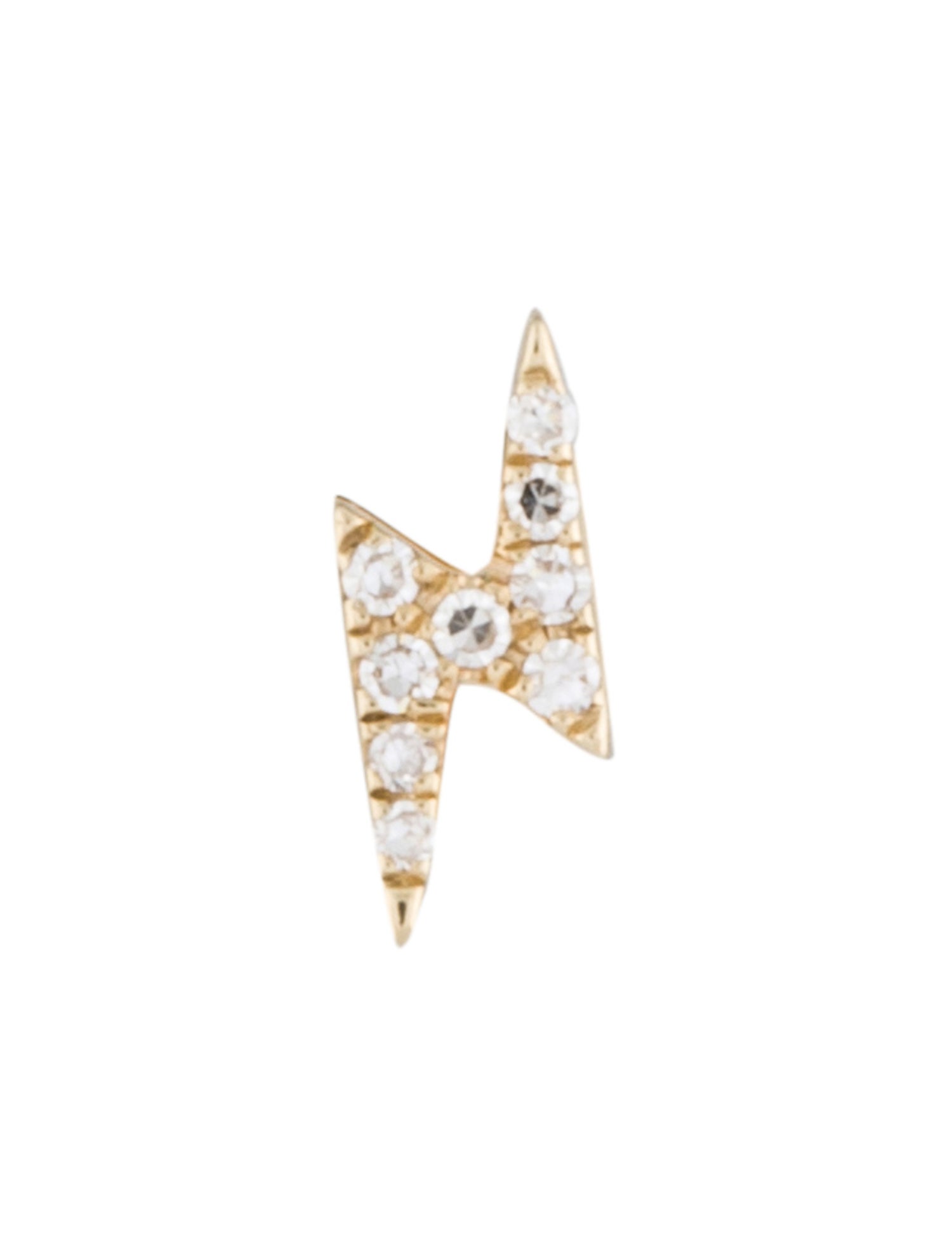 EF Collection 14K Diamond Mini Lightning Bolt Stud Earring