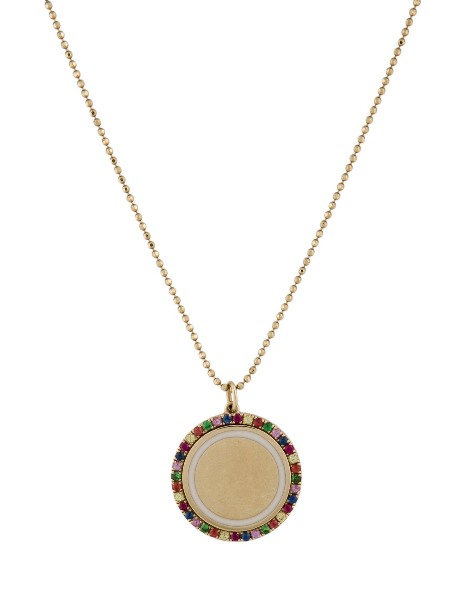 EF Collection 14K Rainbow Disc Multi-Stone & Enamel Pendant Necklace