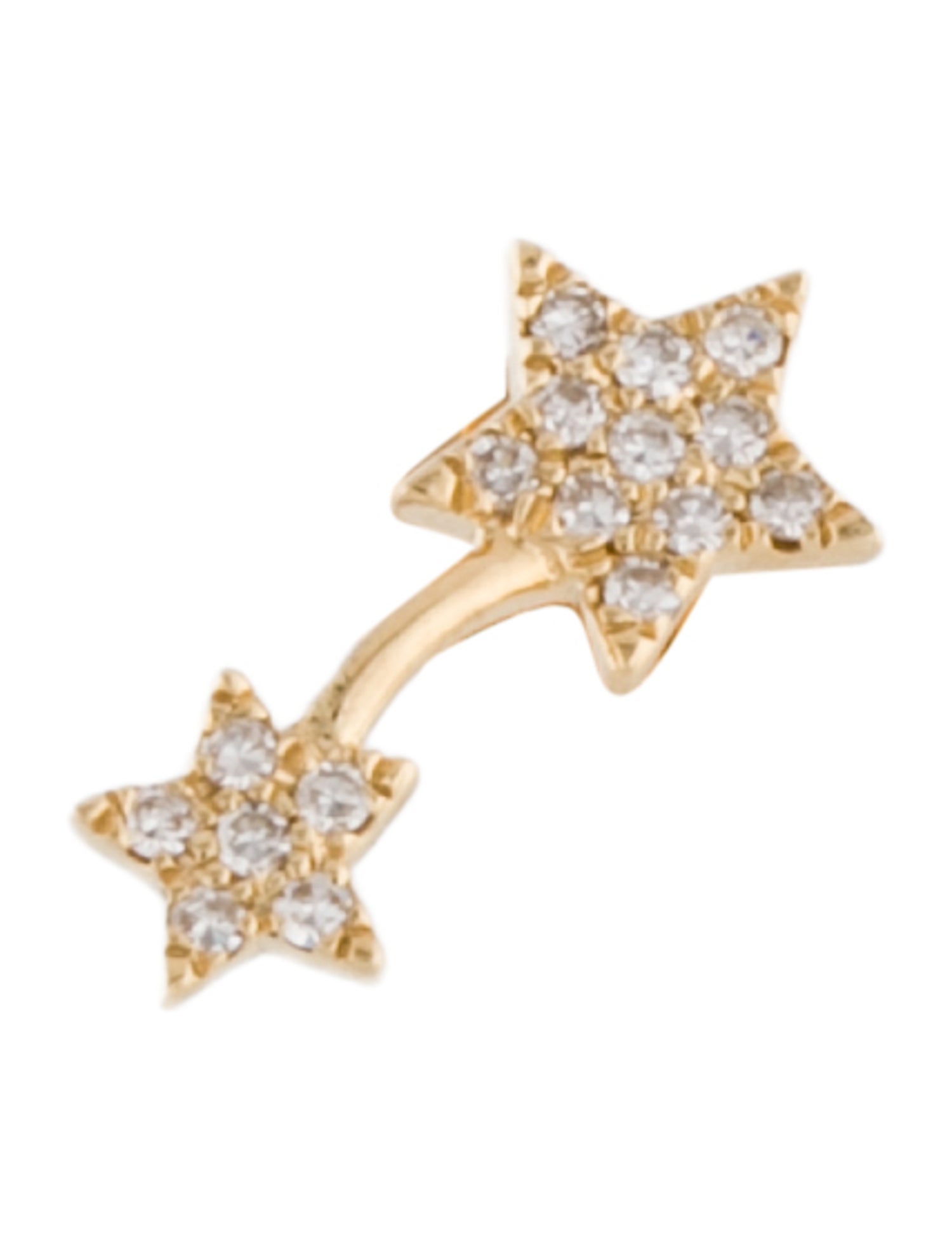 EF Collection 14K Diamond Double Star Single Earring
