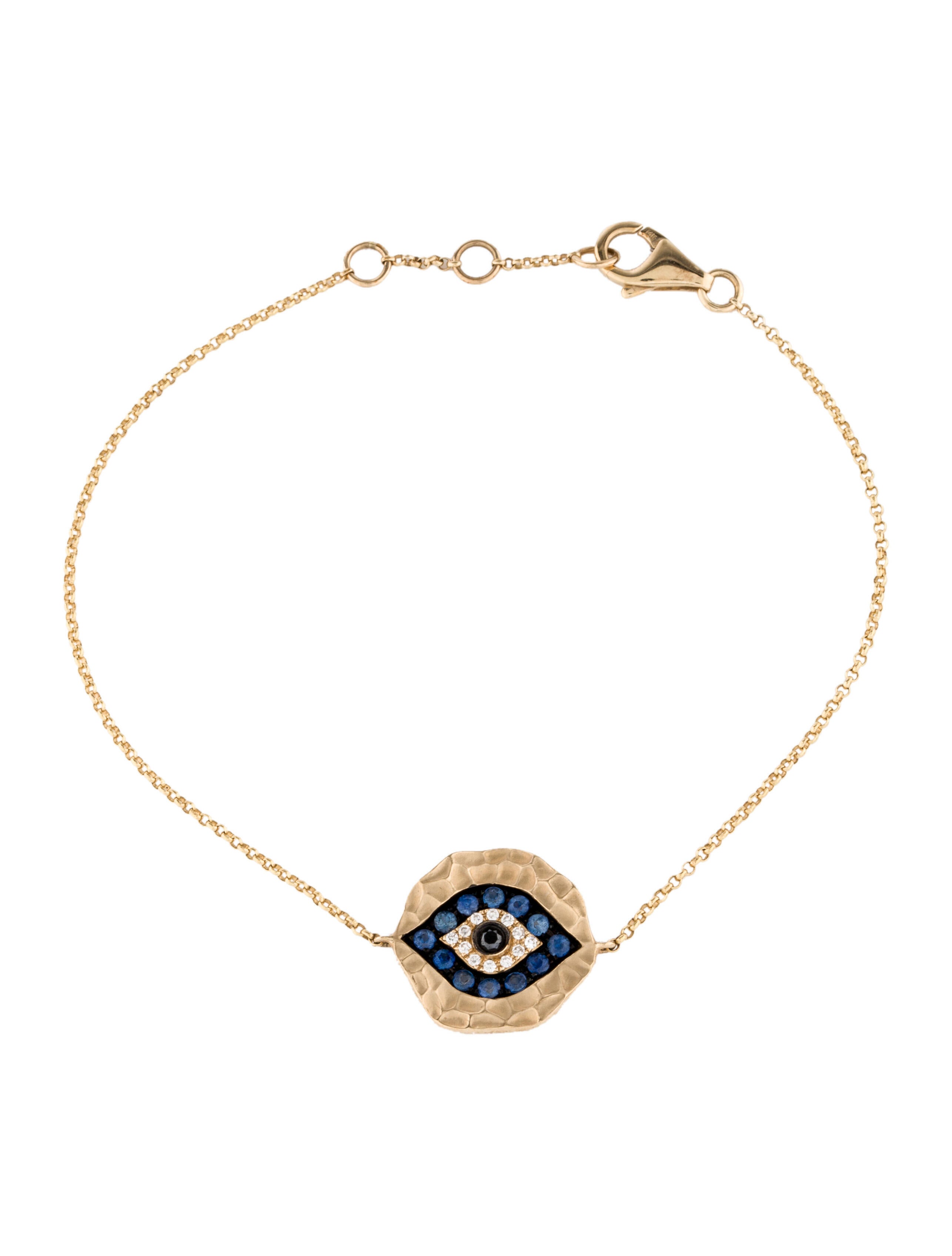 Effy Jewelry 14K Sapphire & Diamond Evil Eye Bracelet Blue, 14K