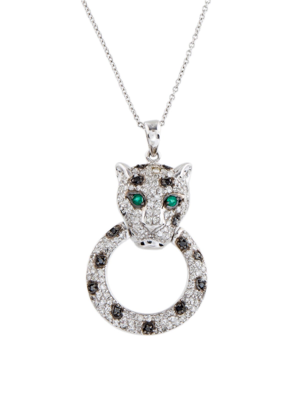 Effy Jewelry 14K Emerald & Diamond Panther Pendant Necklace Necklaces