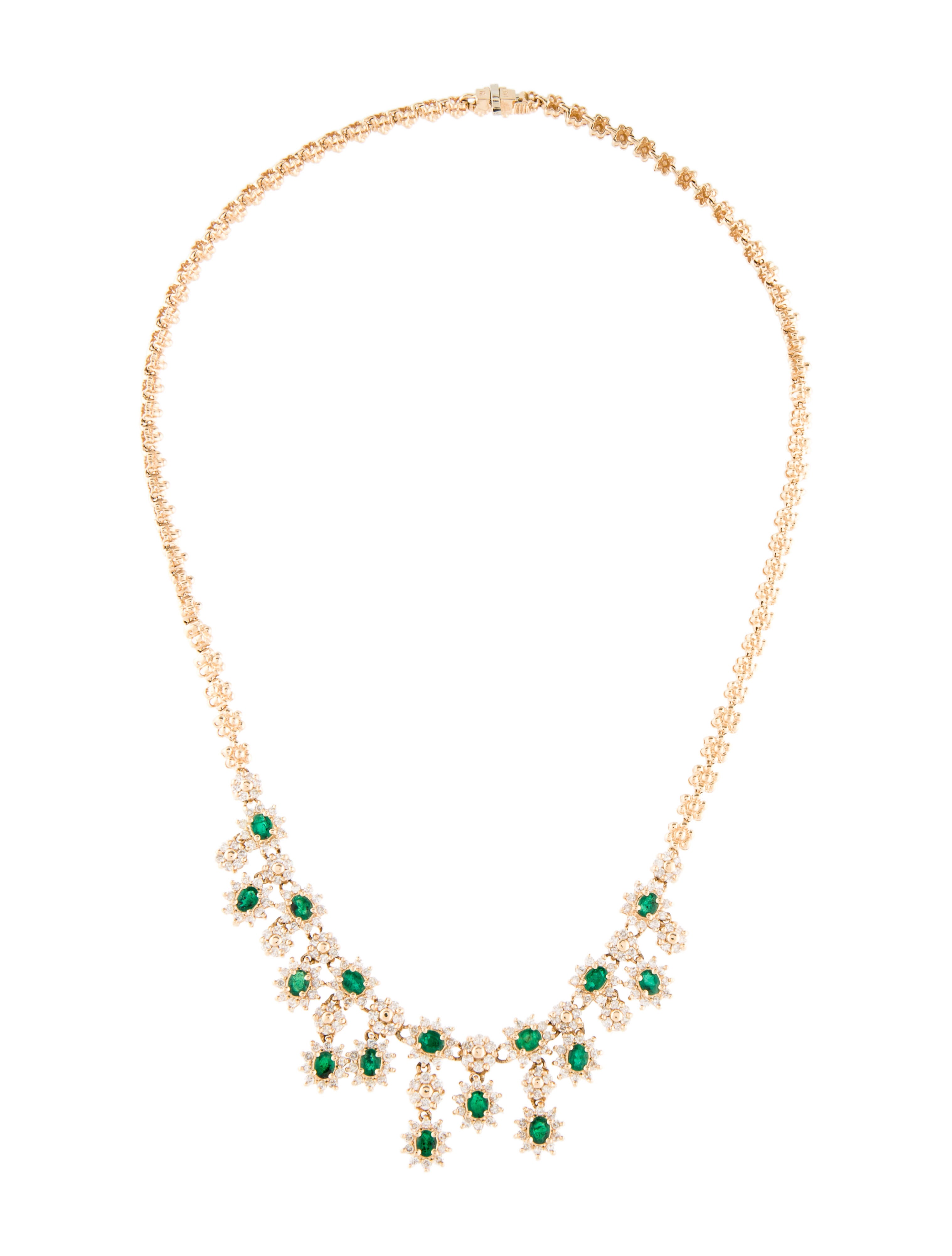 Effy Jewelry 14K Emerald & Diamond Collar Necklace 14K Yellow Gold