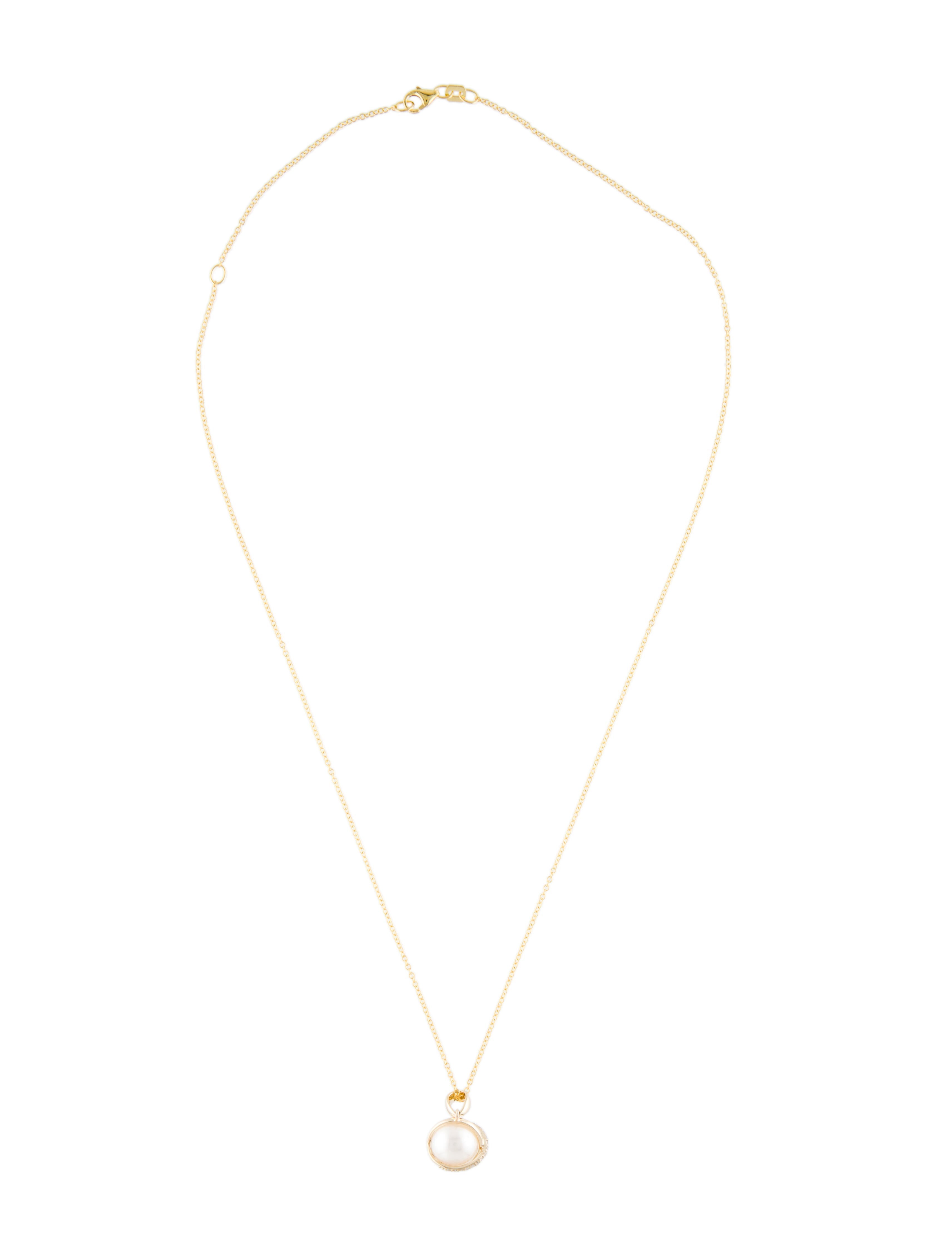 Effy Jewelry 14K Cultured Pearl & Diamond Pendant Necklace 14K Yellow