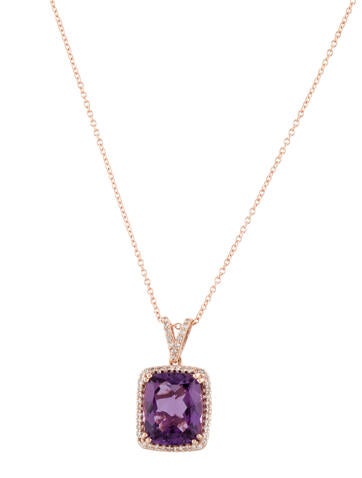 Effy Jewelry Pendant Necklace 14K Amethyst & Diamond