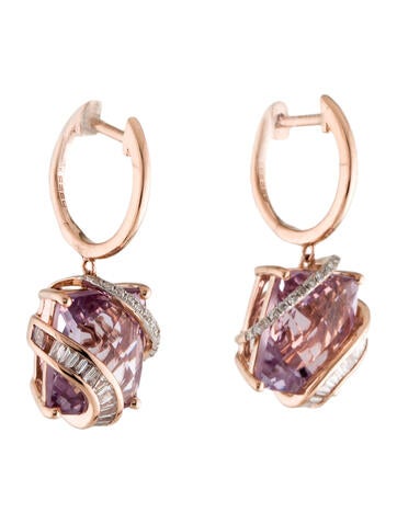Effy Jewelry Drop 14K Amethyst & Diamond Earrings