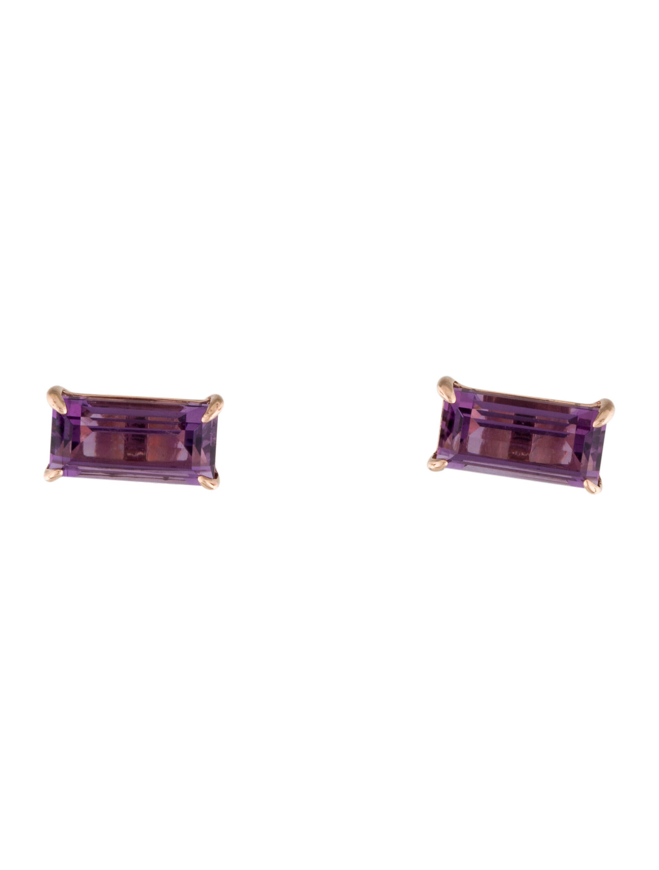 Effy Jewelry 14K Amethyst & Diamond Stud Earrings