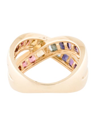 Effy Jewelry 14K Multi-stone Rainbow Criss Cross Band