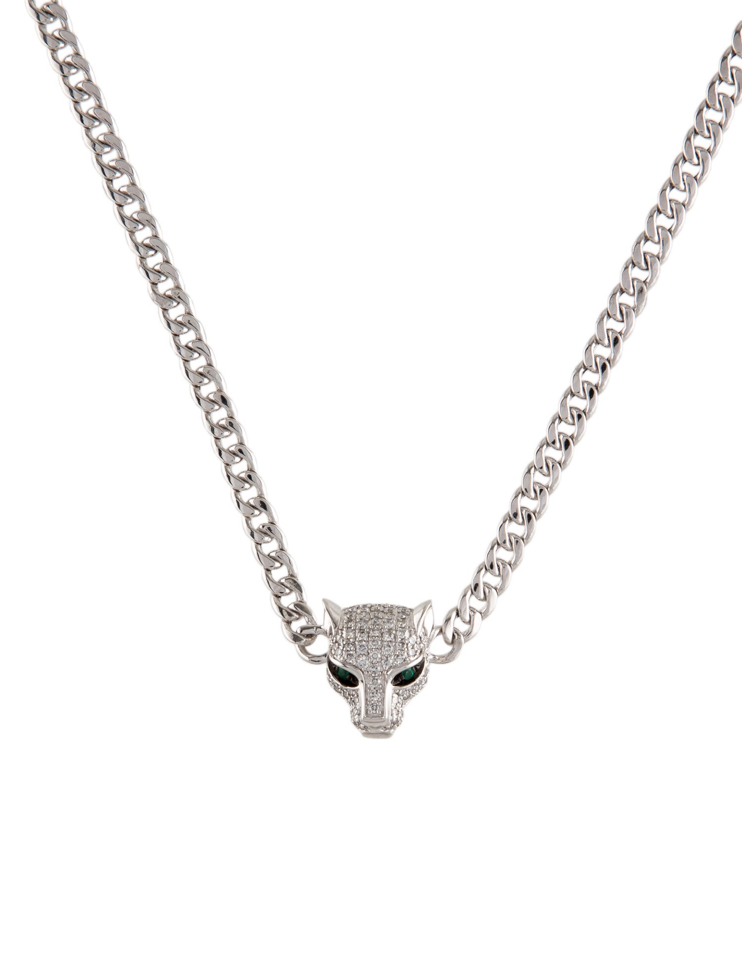 Effy Jewelry 14K Diamond & Emerald Panther Curb Link Necklace 14K