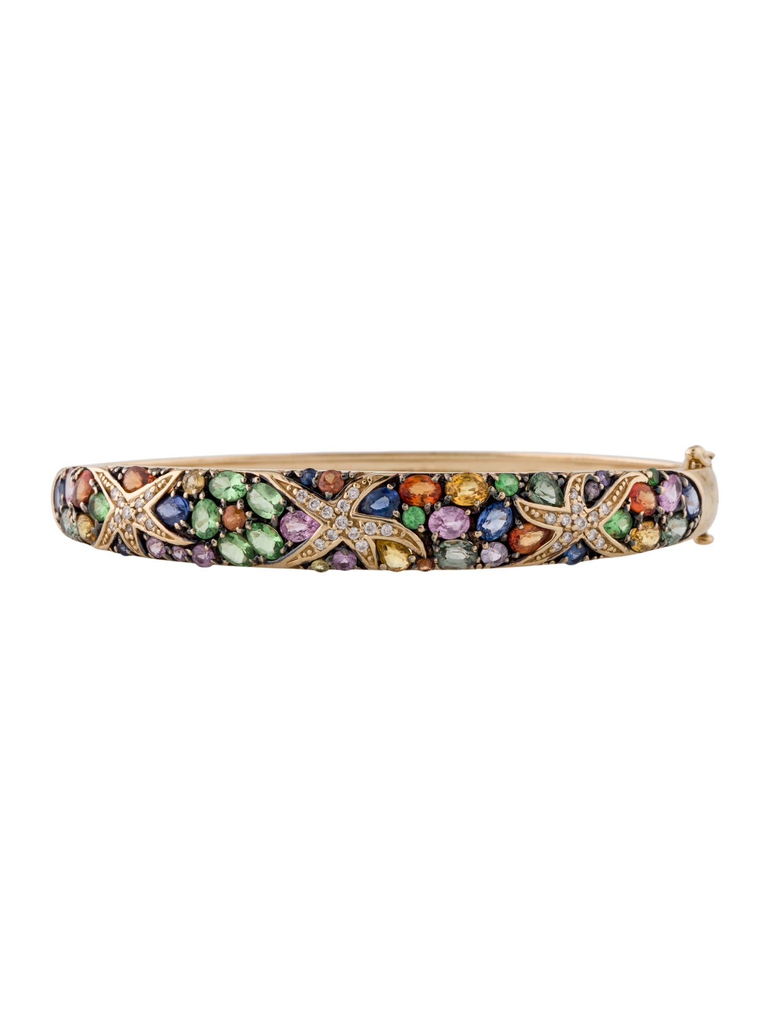 Effy Jewelry 14K Multistone Watercolors Hinged Bangle