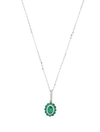 Effy Jewelry 14K Emerald & Diamond Pendant Necklace