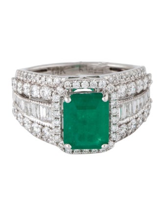 Effy Jewelry 14K 1.84ct Emerald & Diamond Cocktail Ring