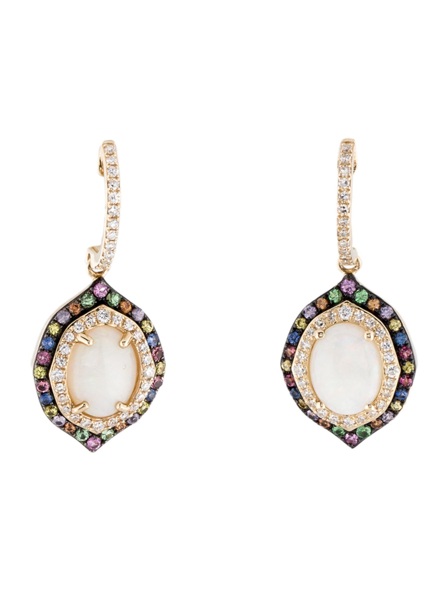 Effy Jewelry 14K 1.83ctw Opal, Sapphire & Diamond Drop Earrings