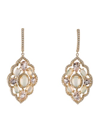 Effy Jewelry 14K Opal, Morganite & Diamond Drop Earrings