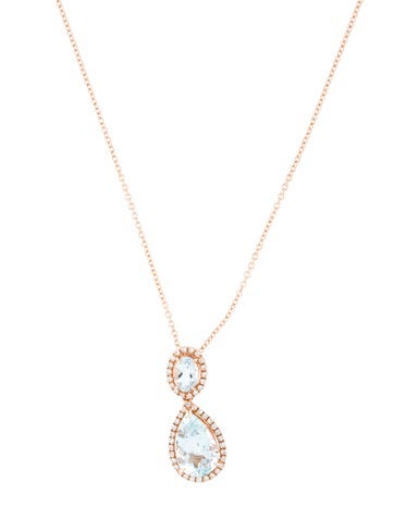 Effy Jewelry Pendant Necklace 14K 2.26ctw Aquamarine & Diamond