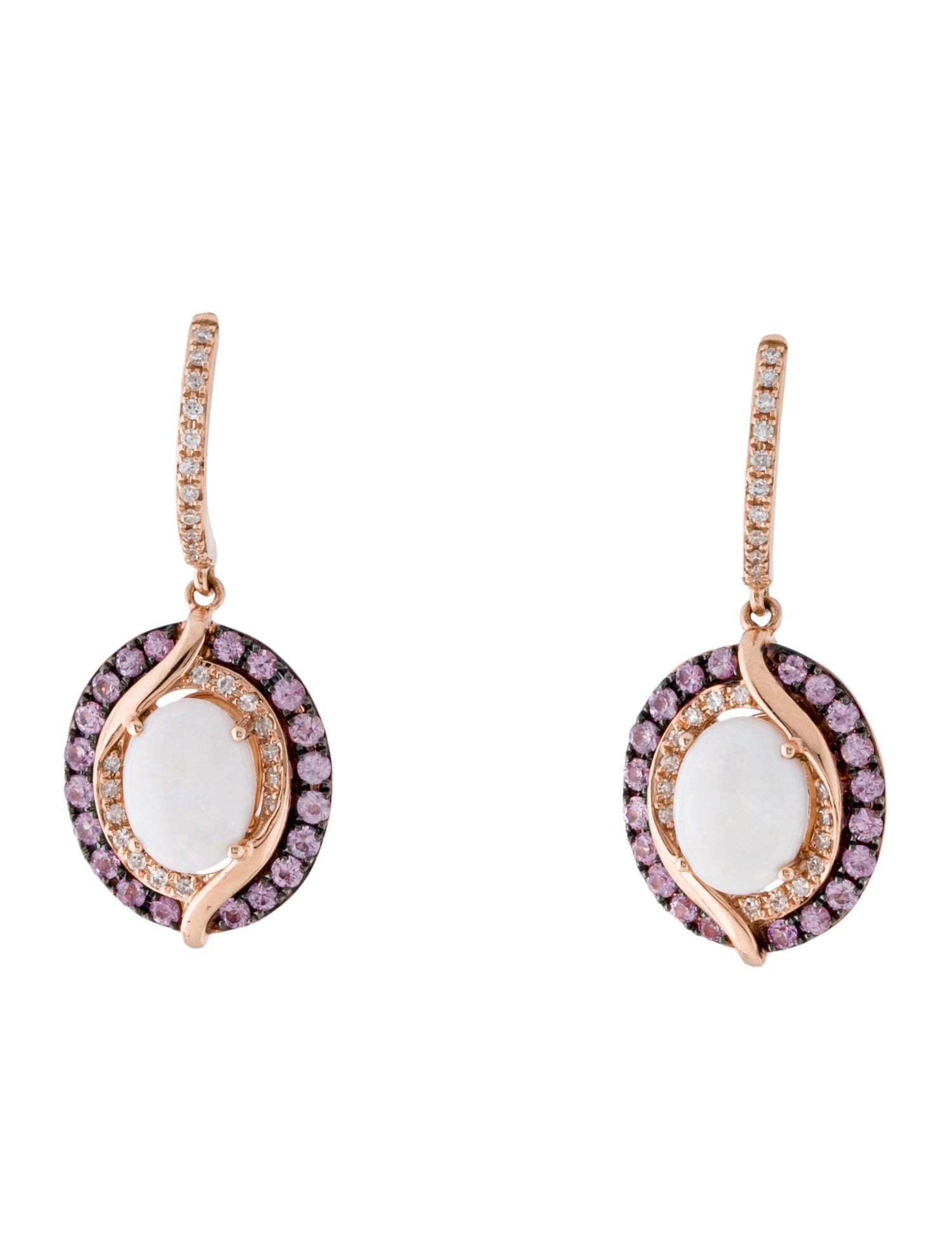 Effy Jewelry 14K 1.80ctw Opal, Sapphire & Diamond Drop Earrings