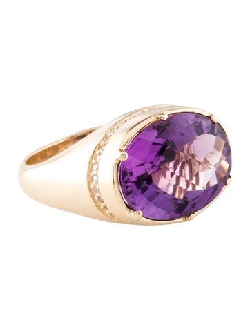 Effy Jewelry Cocktail Ring 14K Amethyst & Diamond 7