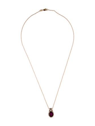 Effy Jewelry 14K 2.77ct Garnet & Diamond Pendant Necklace