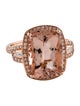 Effy Jewelry 14K 6.50ct Morganite & Diamond Cocktail Ring