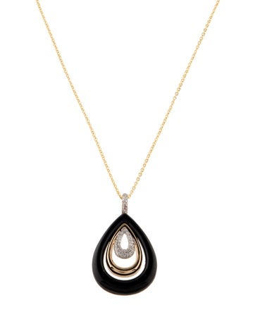 Effy Jewelry Pendant Necklace 14K Onyx & Diamond