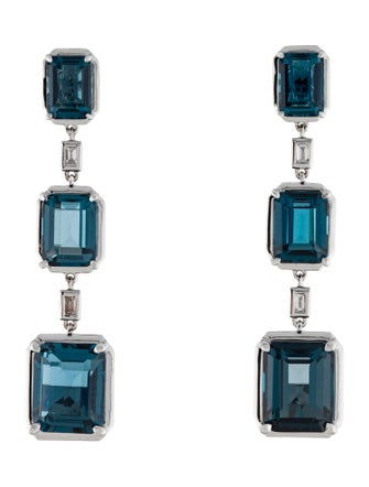 Effy Jewelry 14K 12.76ctw Topaz & Diamond Drop Earrings