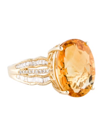 Effy Jewelry 14K Citrine & Diamond Cocktail Ring