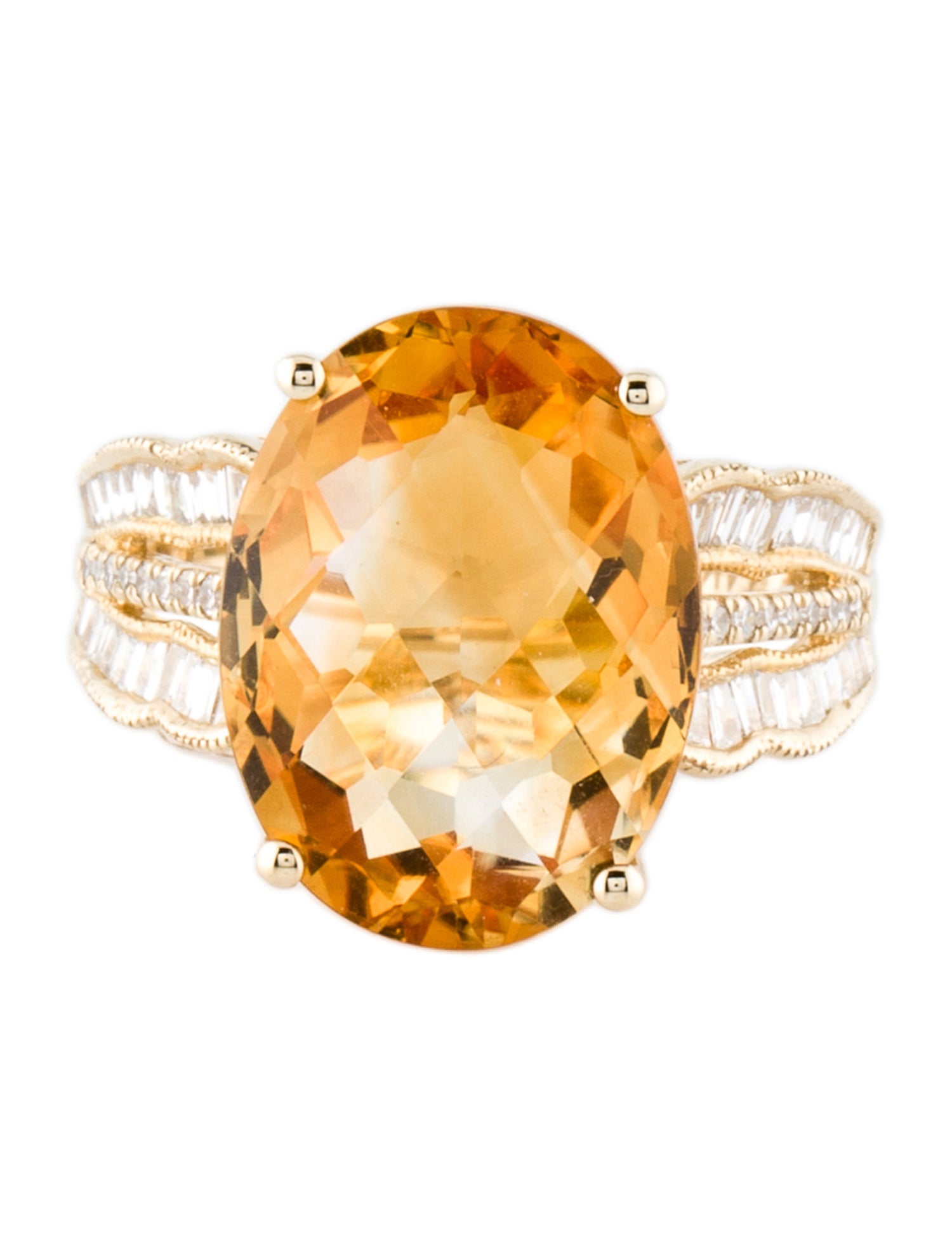 Effy Jewelry 14K Citrine & Diamond Cocktail Ring