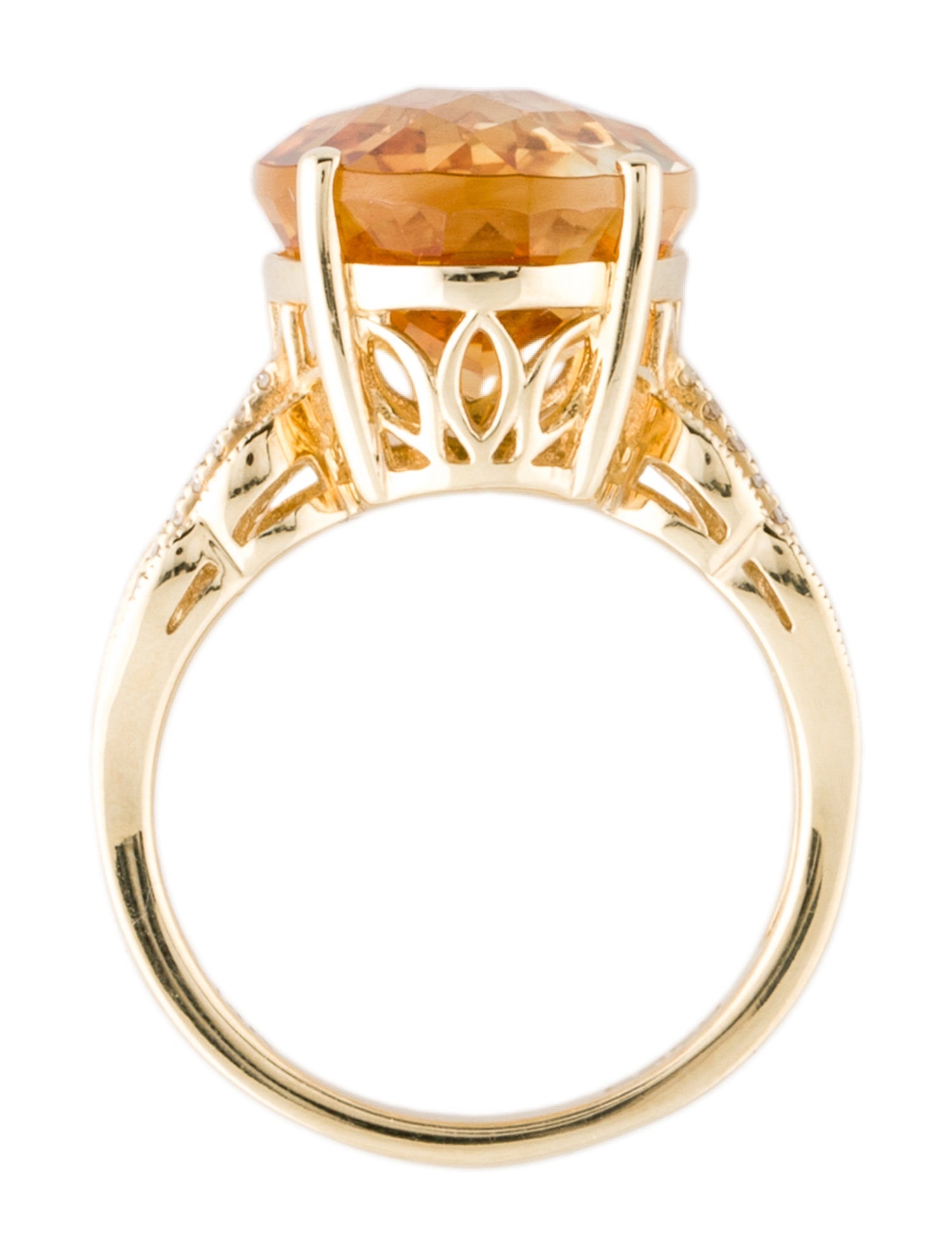 Effy Jewelry 14K Citrine & Diamond Cocktail Ring