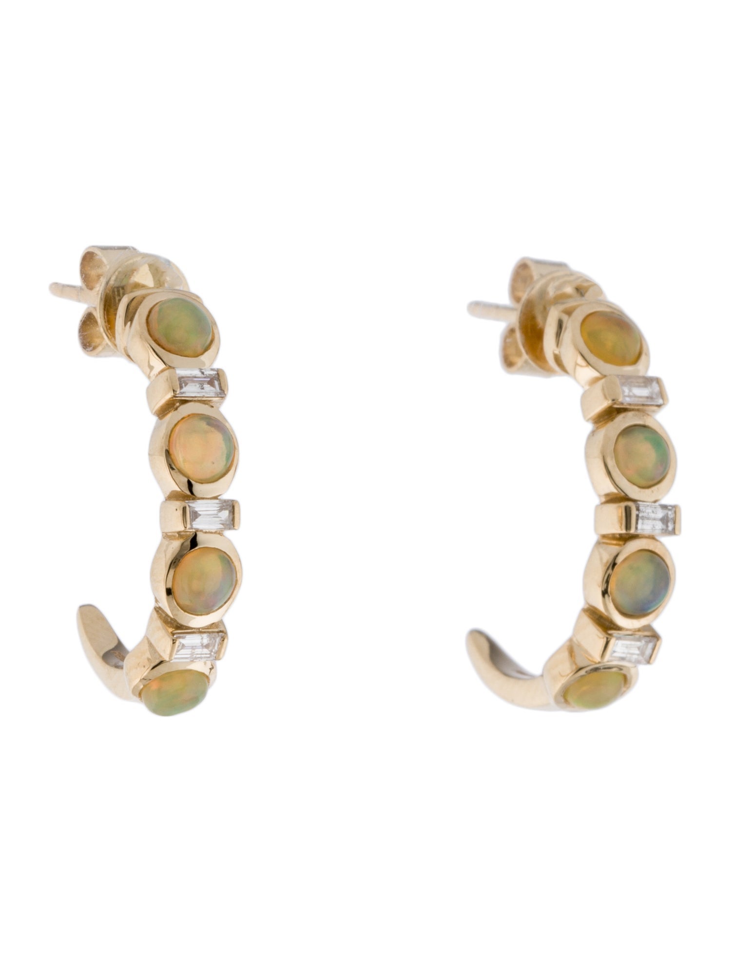 Effy Jewelry 14K Opal & Diamond Open Hoop Earrings