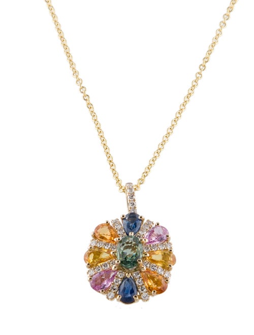 Effy Jewelry 14K 2.22ctw Sapphire & Diamond Pendant Necklace