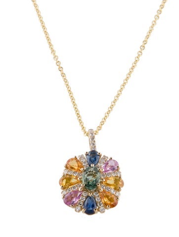 Effy Jewelry Pendant Necklace 14K 2.22ctw Sapphire & Diamond