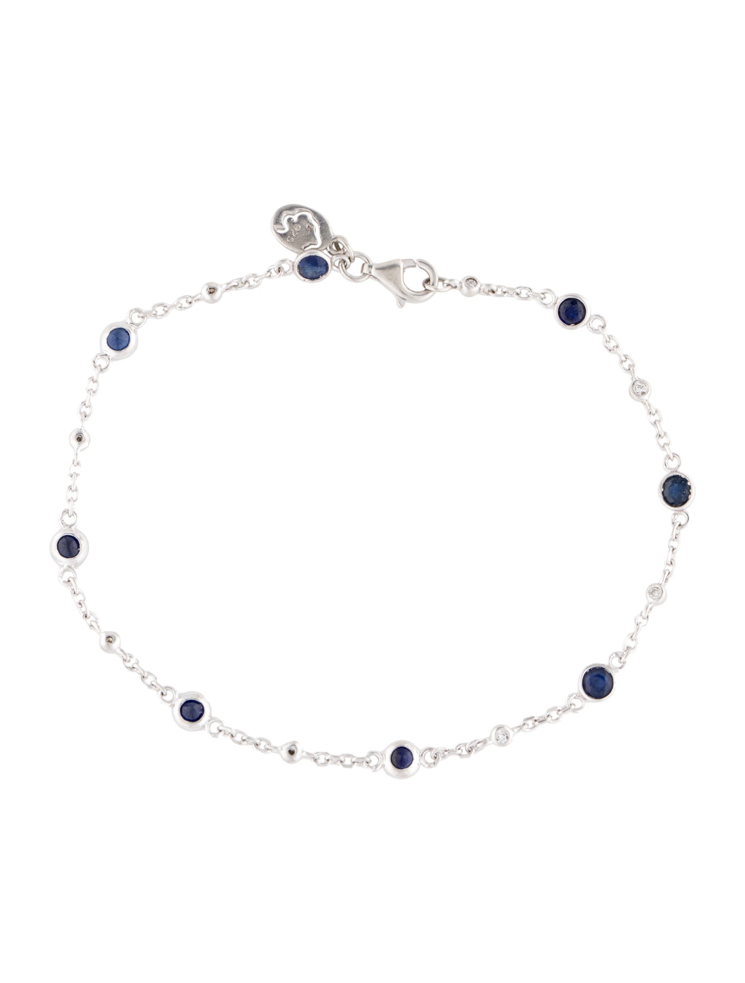 Effy Jewelry 14K 1.06ctw Sapphire & Diamond Station Bracelet