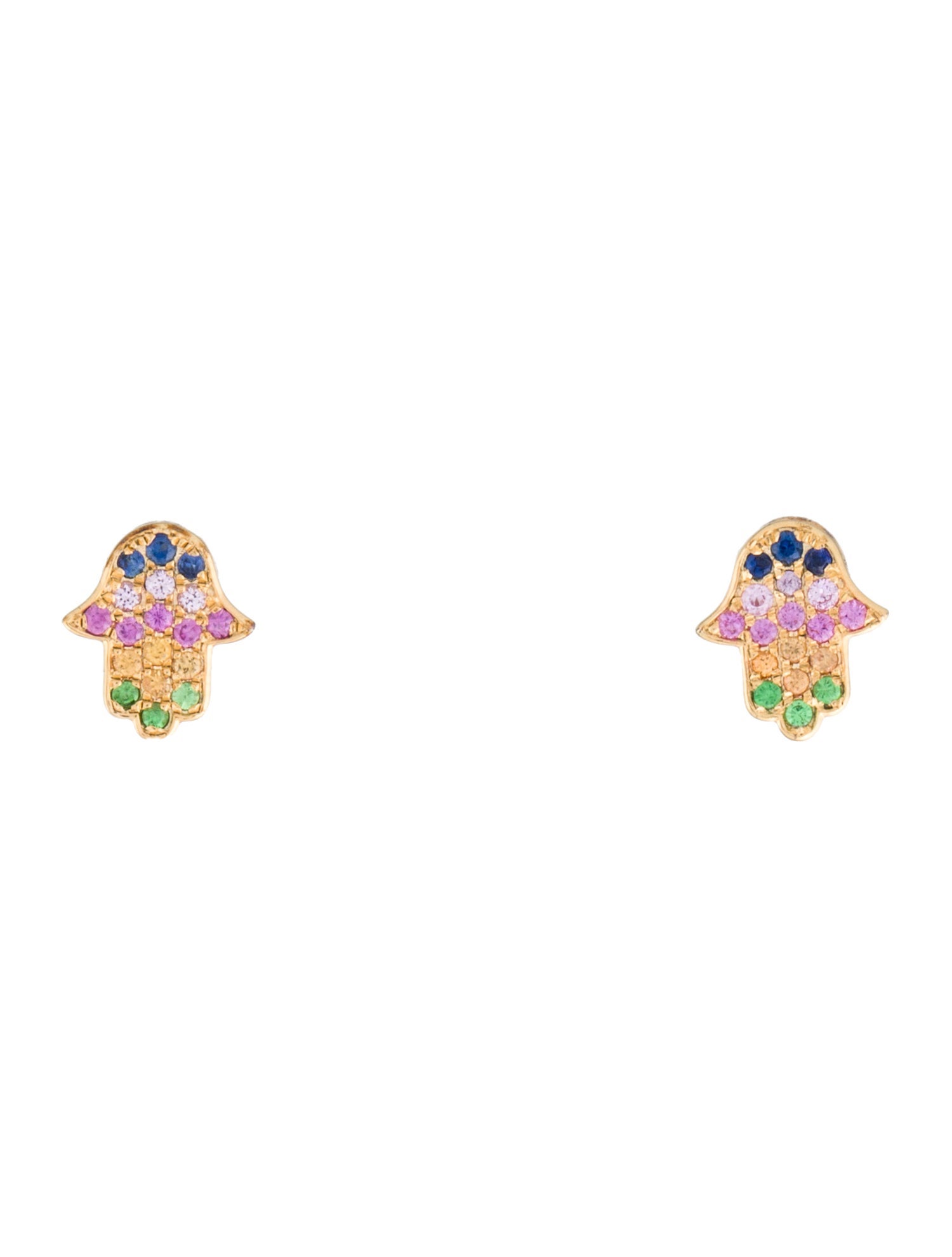 Effy Jewelry 14K Multistone Hamsa Stud Earrings