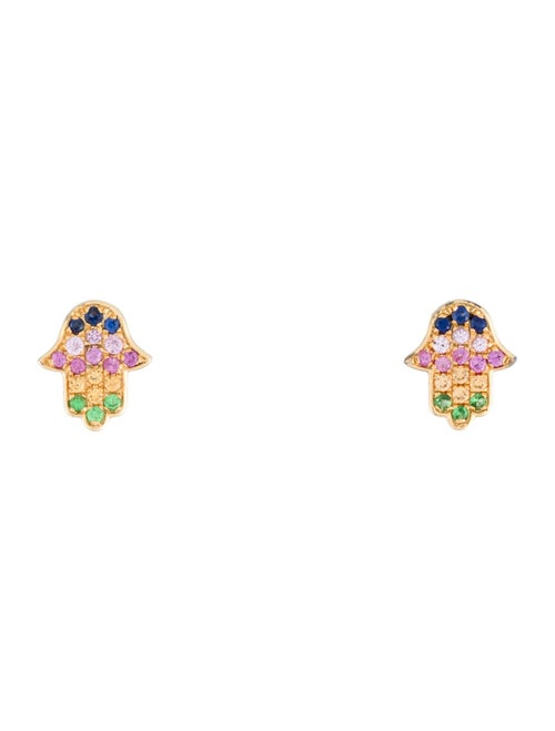 Effy Jewelry 14K Multistone Hamsa Stud Earrings