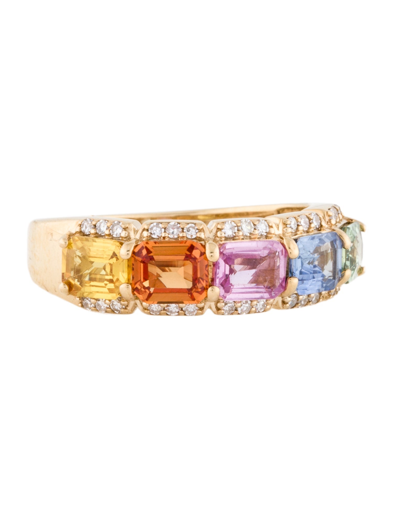 Effy Jewelry 14K 2.00ctw Sapphire & Diamond Rainbow Band