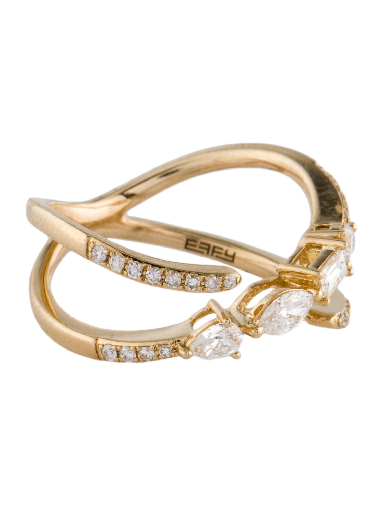 Effy Jewelry 14K Diamond Multi-Cut X Statement Ring