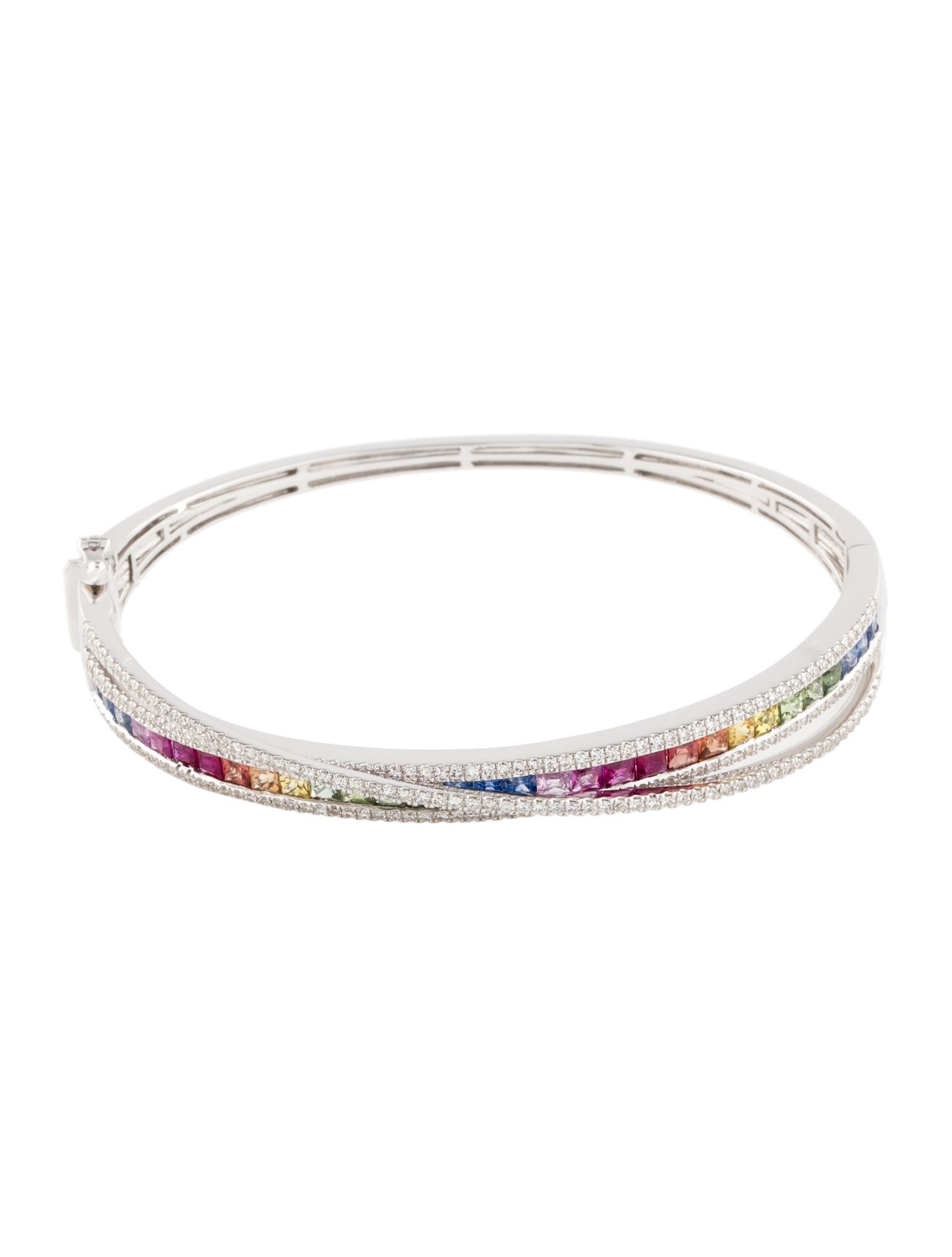 Effy Jewelry 14K 2.94ctw Sapphire, Ruby & Diamond Bangle Bracelet