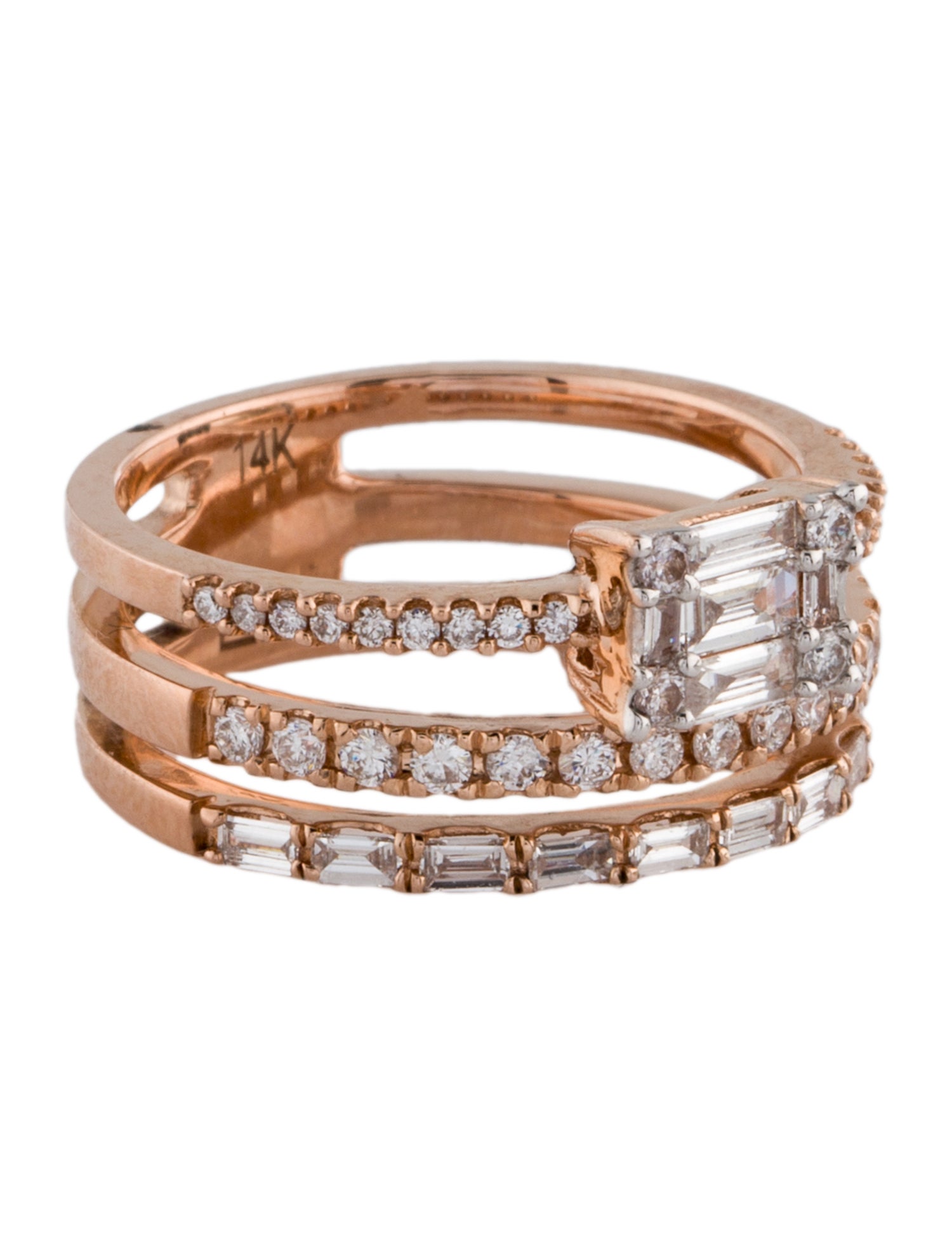 Effy Jewelry 14K Diamond Three Row Statement Ring