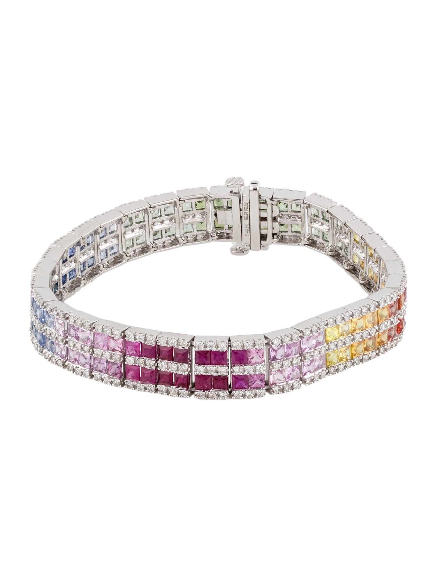 Effy Jewelry 14K Sapphire, Ruby & Diamond Link Bracelet