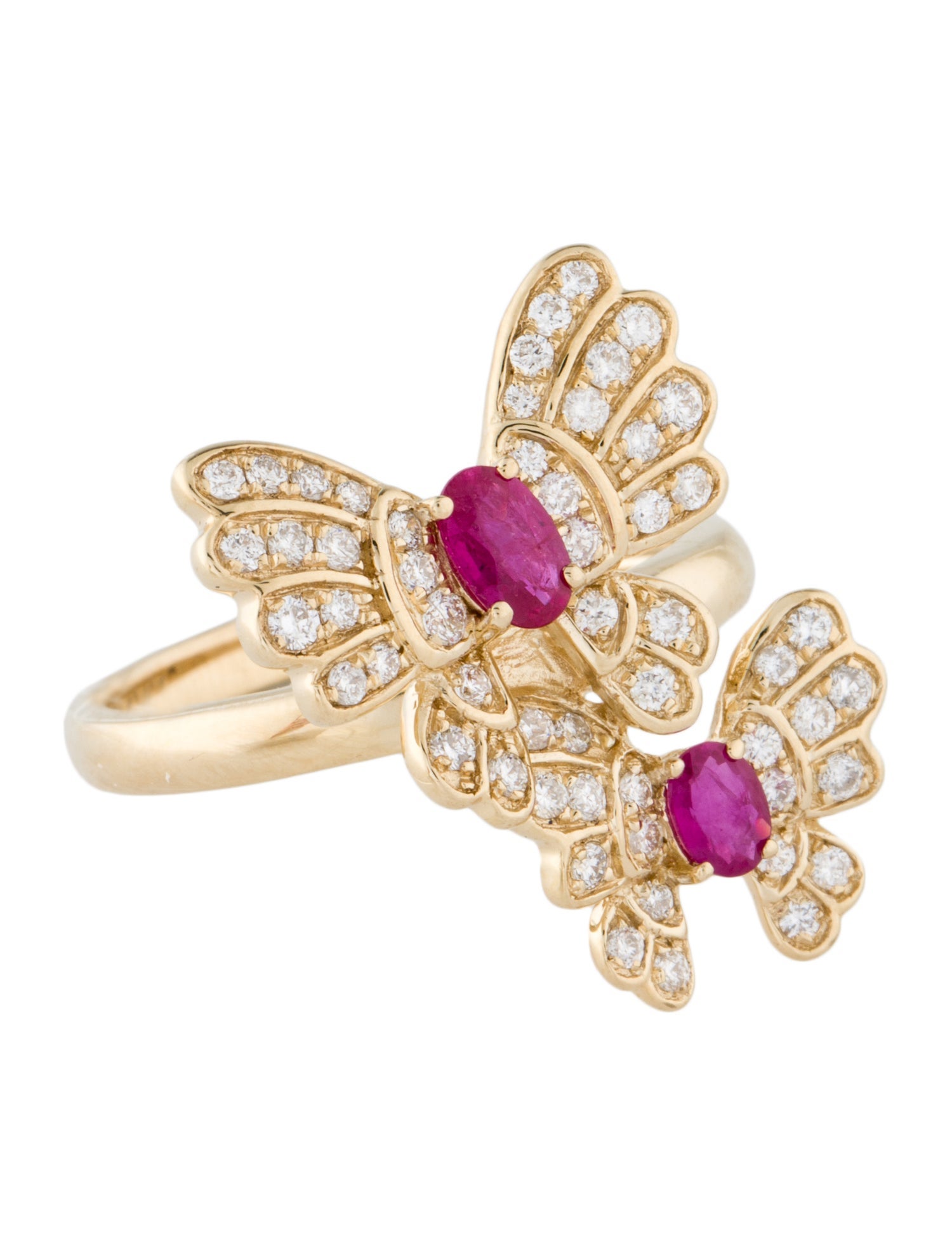 Effy Jewelry 14K Ruby & Diamond Butterfly Cocktail Ring