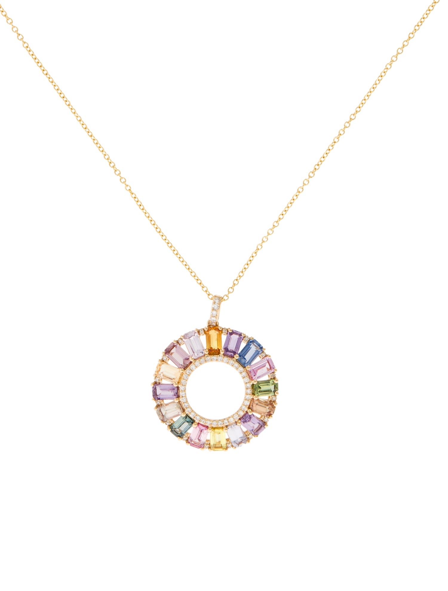 Effy Jewelry 14K Sapphire & Diamond Open Pendant Necklace