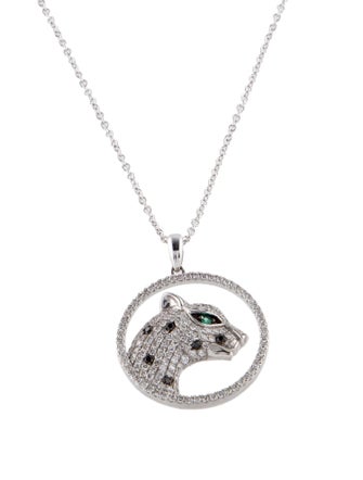 Effy Jewelry 14K Emerald & Diamond Panther Pendant Necklace