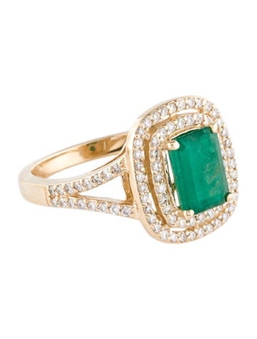 Effy Jewelry Cocktail Ring 14K 1.42ct Emerald & Diamond 6.75