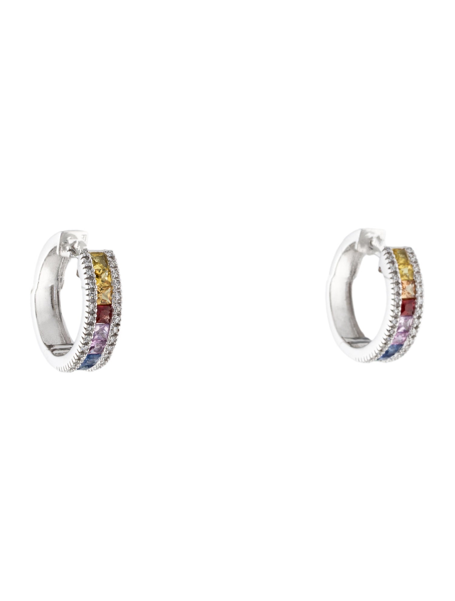 Effy Jewelry 14K Multi-Color Sapphire, Tsavorite Garnet & Diamond Hoop Earrings