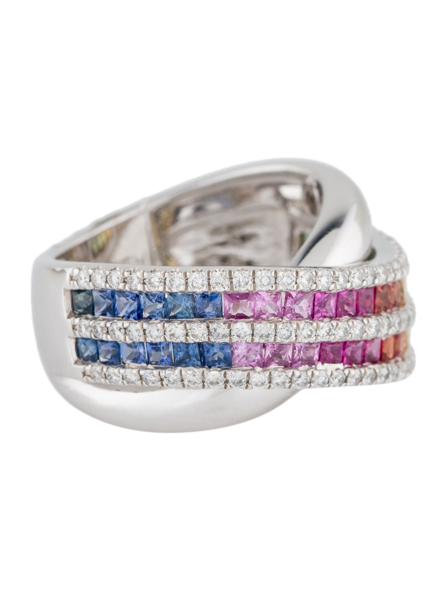 Effy Jewelry 14K 1.46ctw Sapphire, Ruby & Diamond Watercolors Band