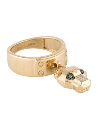 Effy Jewelry 14K Tsavorite Garnet & Diamond Panther Charm Ring