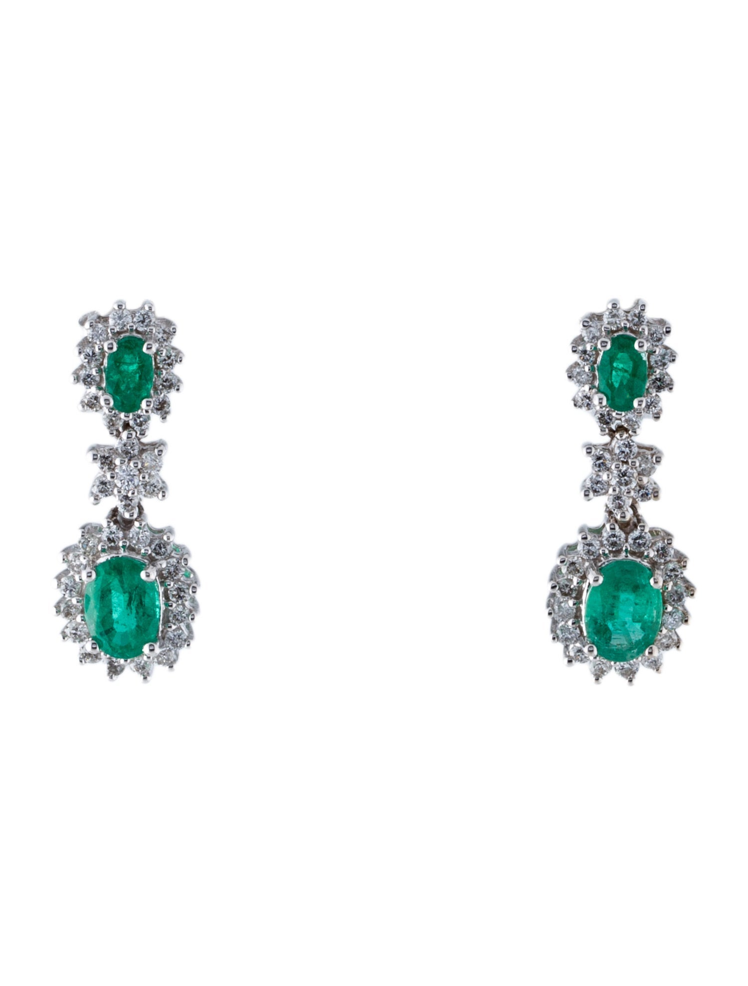Effy Jewelry 14K 1.66ctw Emerald & Diamond Drop Earrings