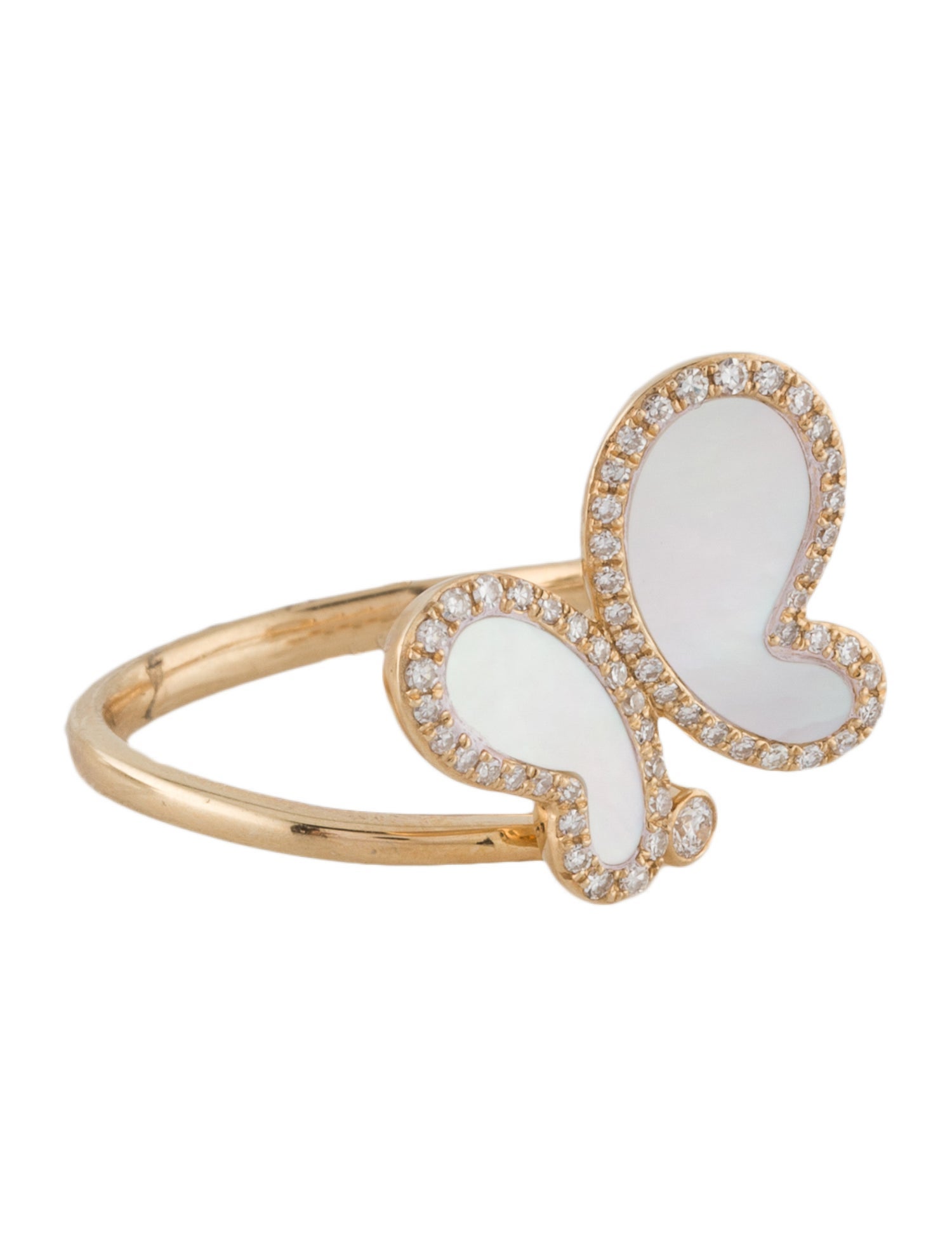 Effy Jewelry 14K Diamond & Mother of Pearl Butterfly Cocktail Ring