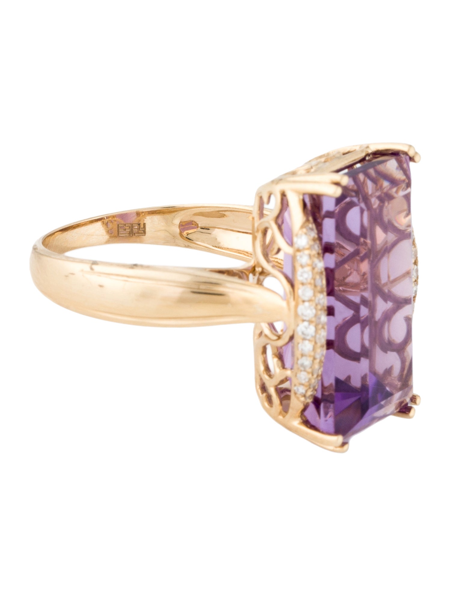 Effy Jewelry 14K 10.92ct Amethyst & Diamond Cocktail Ring